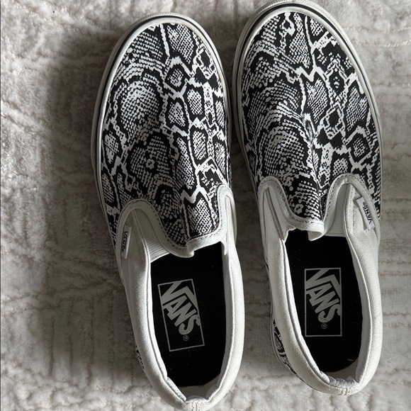 Vans Shoes - Vans Slip-On Sneakers Black and White Snakeskin Print